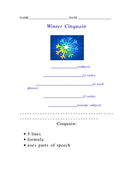 Preview of Winter Cinquain Poetry Form