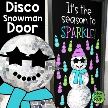 Preview of Winter Classroom Door Decoration with Disco Balls Snowman