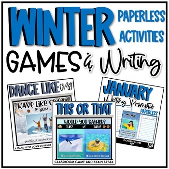 Preview of Winter Classroom Games, Brain Breaks, Morning Meeting, Writing Prompts BUNDLE