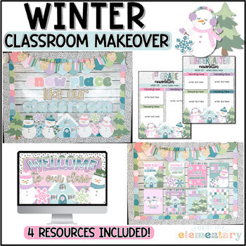 Preview of Winter Classroom Makeover Bundle | Trendy Winter Classroom Decor