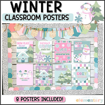 Preview of Winter Classroom Posters Set | Trendy Winter Decor - Editable!