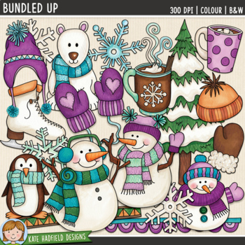 Preview of Winter Snow Clip Art 2: Bundled Up (Kate Hadfield Designs)