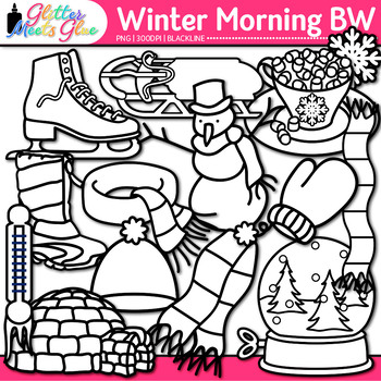 Winter Clip Art: Frosty the Snowman Graphics B&W {Glitter Meets Glue}