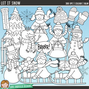Winter Clip Art: Let it Snow by Kate Hadfield Designs | TpT
