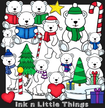 Winter Clip Art ~ Polar Bears {Ink n Little Things Clip Art} | TpT