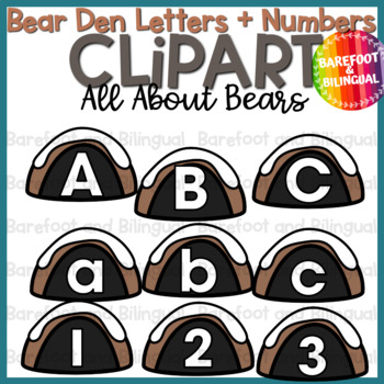 Preview of Winter Clipart - Bear Den Letters + Numbers - Winter Bear Clip Art
