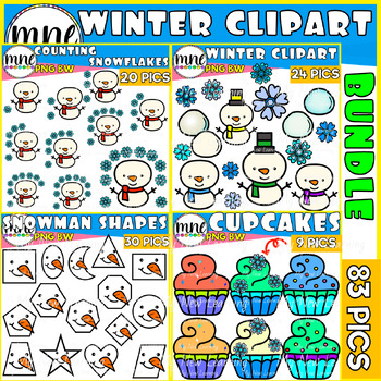 Winter Clipart Counting Snowflakes Build A Snowman Snowman Shapes BUNDLE