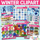 Winter Clipart Bundle: Snowflakes, Mittens, Snowman, & Hot