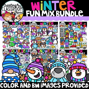Preview of Winter Clipart Bundle | Winter| Penguins| Polar Bear| Snowflakes