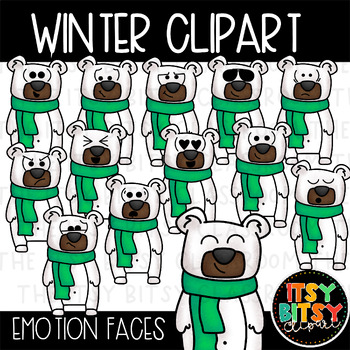 Preview of Winter Clipart Emotion Faces Polar Bears