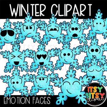 Preview of Winter Clipart Emotion Faces Snowflakes