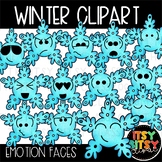 Winter Clipart Emotion Faces Snowflakes
