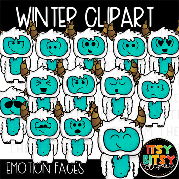 Preview of Winter Clipart Emotion Faces Yetis