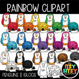 Winter Clipart Matching Rainbow Penguins and Igloos