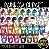 Winter Clipart Matching Rainbow Yetis and Polar Bears