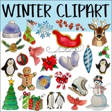 Winter Clipart Set - Hand Painted Clipart for Winter & Chr