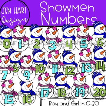Preview of Winter Clipart - Snowmen Math Numbers {Jen Hart Clipart}