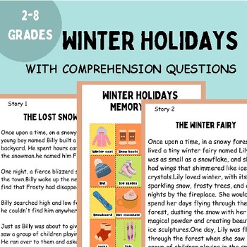Preview of Winter Close Reading and Comprehension Passages with question | Activities