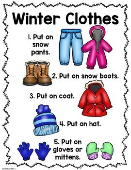 Winter Clothes Chart - How To Get Dressed - Step by Step Directions