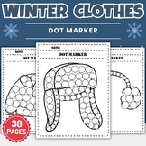 Winter Clothes Dot Marker coloring Pages Sheets - Fun Wint