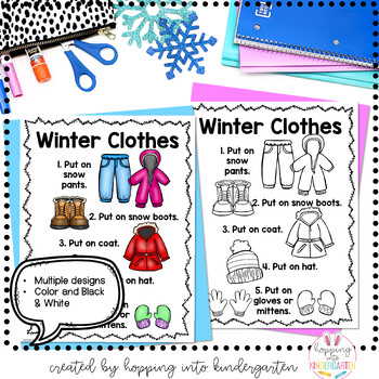 Winter Clothes Chart - How To Get Dressed - Step by Step Directions