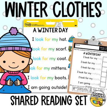 Preview of Winter Clothes | Seasonal Poem | Project & Trace, Sight Words, Vocabulary