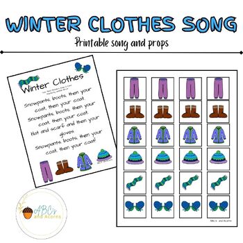 Preview of Winter Clothes Song with Picture Cards