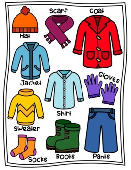 Winter Clothes Vocabulary: Matching by Teaching's Fun | TpT
