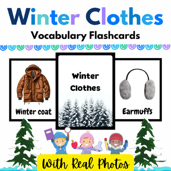 Winter Clothes Vocabulary Real Pics Flash Cards for PreK & K Kids- 11  Printables