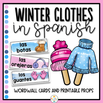 Preview of Winter Clothes in Spanish Word Wall and Props - Ropa de Invierno