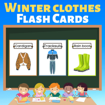 Winter Clothing Vocabulary flashcards. Printable clothes Posters