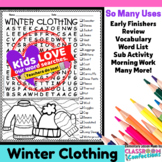 Winter Clothing Word Search Activity : Early Finishers : M