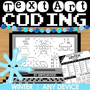 Preview of Winter Coding Activities & Typing Practice | ASCII Text Art for Any Device