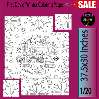 Preview of Winter Collaborative Posters Art Coloring Pages -December Bulletin Board