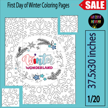 Preview of Winter Collaborative Posters Art Coloring Pages -December Bulletin Board