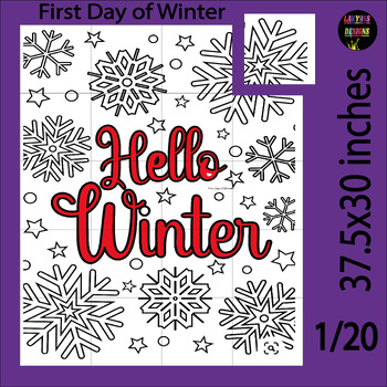 Preview of Winter Collaborative Posters Art Coloring Pages - Winter Bulletin Board ideas