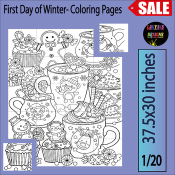 Preview of Winter Collaborative Posters Art Coloring Pages - Winter Bulletin Board ideas