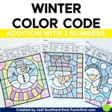 Winter Color By Code - Addition with 3 Numbers