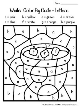 Winter Coloring Pages Color By Code Kindergarten by Mrs Thompson's