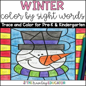 winter sight word coloring worksheets  teachers pay teachers