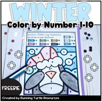 Preview of Winter Color By Number 1-10 FREEBIE l Color by Code