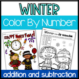 Winter Color By Number (1-10; add and subtract 1-10; add a