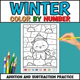 Winter Color By Number Addition and Subtraction Practice