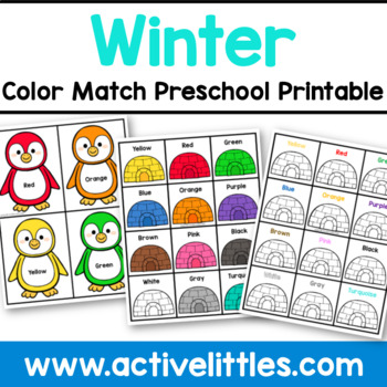 Preview of Winter Color Match Toddler Preschool Printable