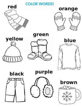 Preview of Winter Color Words!
