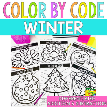 Winter Color by Code Numbers 1-10 Activities