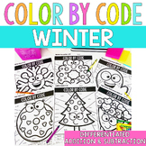 Winter Color by Code Addition and Subtraction Differentiat