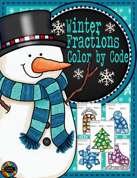 Preview of Winter Color by Code Fractions/Equivalent Fractions