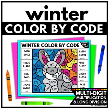 Preview of Winter Math Coloring Worksheets 5th Grade Color by Number 4th Grade Arctic