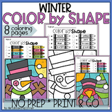 Winter Color by 2D Shapes Worksheets Color by Code Coloring Pages
